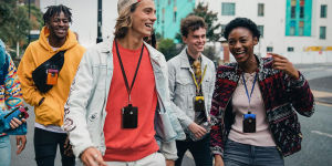 Minimalist RFID Blocking Small Wallet with ID Window Water Resistant Zip Bus Subway Id Case with Lanyard Keychain for Cards Cash Travel