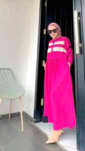 NAZIRA MIDI Dress Bahan Knit Wanita Remaja Terbaru 2024 Full Kancing Hidup
