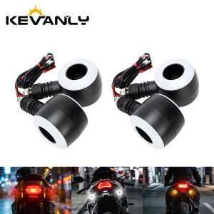 KEVANLY | 1 Pair Universal Motorcycle Turn Signal Light Circular Design Easy Install Dual Color Driving Turning for Motorcycle ATV UTV 12V