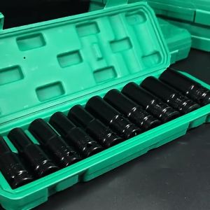 Reaim Impact Socket Set 10Pcs 1/2 Inch 8-24MM Set 10 Pcs kunci pas listrik Extension Impact Socket