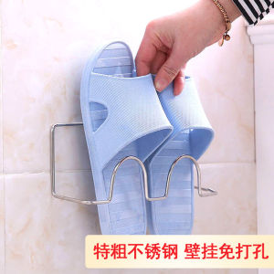 Bathroom Slipper Rack Stainless Steel No Drilling Toilet Shoes Storage Wall Mounted Door Back Shelf Slipper Hanging Rack
