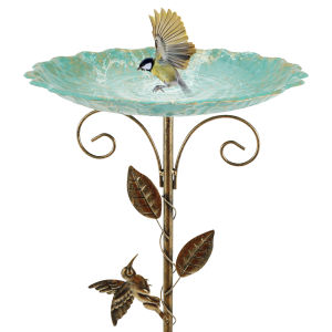 Bird Bath Feeder Bowl Iron Garden Outside Standing Vintage Sturdy Garden Patio Yard Lawn Stake Decoration