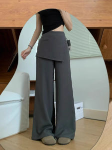 Korean Style High Waist Straight Leg Suit Pants Womens Autumn New Grey Long Pants Casual Comfortable Wide Leg Trousers