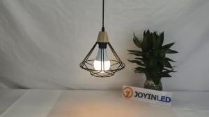 JOYINLED E26 E27 Wood Lid Chandelier Modern Black Metal Pendant Light Hollow Design Style Lamp Dining Table Bedroom Cafe Kitchen