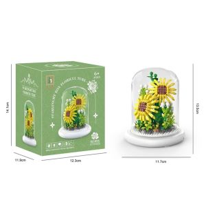 Mainan anak DIY flowers brick light dome balok susun bunga lampu