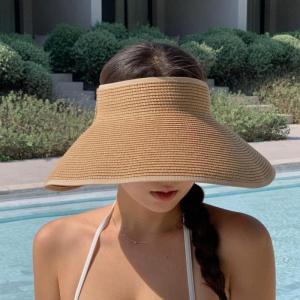 Summer Hats For Women Empty Top Large Brim Sun Hat Sunscreen Breathable Foldable Travel Beach Sunhat Visor Cap Wholesale New