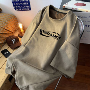 Heavyweight Suede Short Sleeve T-Shirt Mens Summer American Trendy Loose Fashion Half Sleeve Body T-Shirt Upper Apparel