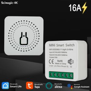 สวิตช์ Tuya 16A MINI Wifi สวิตช์ควบคุมระยะไกลแบบ DIY 1 ทาง ตั้งเวลาได้ ใช้สำหรับระบบอัตโนมัติในบ้านอัจฉริยะ ทำงานร่วมกับ Alexa Google Home และ Alice