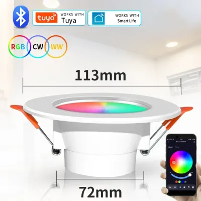 85-265V 10W 15W Bluetooth LED Downlight RGBCW Dimmable LED Spotlight Tuya Smart Life App Control for Living Room Bedroom Decor