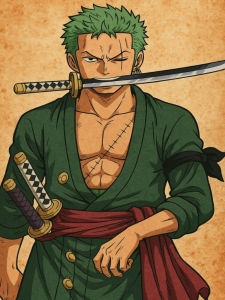 Bandai | Tranh Sơn Dầu Theo Số One Piece Roronoa Zoro Tranh Trang Trí Tường Hiện Đại Cho Phòng Khách Phòng Ngủ Không Cần Khung Quà Tặng Trang Trí Nhà Cửa
