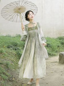 Original Chinese Style Womens Hanfu Set New Middle Eastern Elements Wind Strap Dress Autumn Winter Collection Fashionable