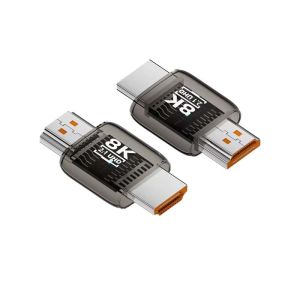 1PCS/2PCS HDMI Male to HDMI 2.1 Male UHD Extension Adapter Extender Transparent with Smart LED Light Support 8K 60hz HDTV