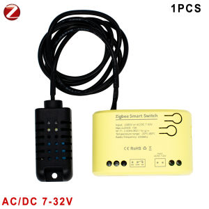 Zigbee Smart Temperature Humidity Sensor Switch Module Kits 1CH Relay 7-32V 85-250V Controller Work Tuya APP Alexa Google Home