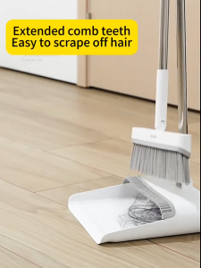 Ecoco Foldable Broom and Dustpan Set with Comb Rotating Head Long Handle Sweeper Durable Made