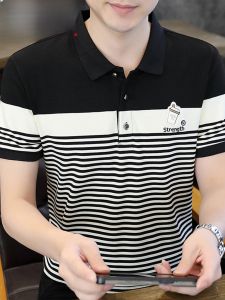 HENGYUANXIANG | Hengyuanxiang Mens Polo Shirt Short Sleeve Ice Silk Breathable Summer Fashion Urban Style Standard Fit Button Down Neckline