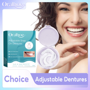 oralhoe | Snap on Denture Upper & Lower Temporary Teeth Dentures False Teeth Set Perfect Smile Adjustable Silicone Denture for Women & Men