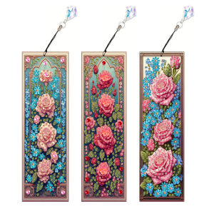 other | 3-piece DIY diamond painting set bookmarks suitable for book lovers. Colorful flower series tassel bookmarks
