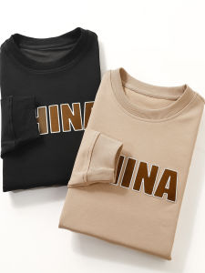 Áo Nỉ in Họa Tiết Cổ Tròn Thoáng Khí Thường Ngày Mùa Thu Mới Về Cho Nam Áo Nỉ Cotton Polyester Polyester Co Giãn Dài Tay