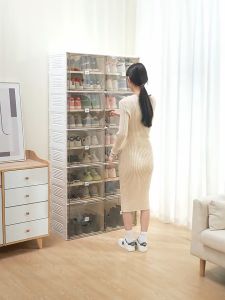 ANTBOX 2-Row Shoe Box 鞋柜 Free Installation Foldable Shoe Storage Shoe Rack With Transparent Display Rack Multi-Layer Magnetic Door Integrated Frame Durable Cabinet Acrylic Rak kasut Bertutup