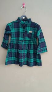 Baju Dress Flanel Anak Perempuan Motif Kotak Biru Hijau ALV Kids