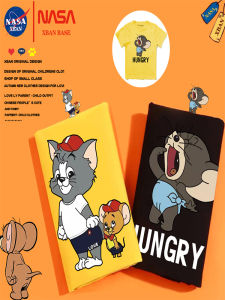 Pure Cotton Short Sleeve Childrens T-Shirt Cat And Mouse Pattern Boys Girls Summer Clothing Breathable Fun Design Parent-Child Top