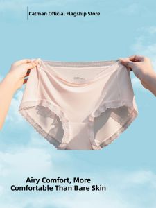 Miiow | Ultra-Thin Ice Silk Antibacterial Ladies Panties Lace Trim Triangle Underwear Comfortable Breathable Seamless Summer New Arrival