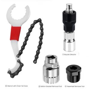 Melo home 4PCS/Set MTB Accessories Road Bike Tool complete Set Kit Repair Chain Cutter Freewheel Remover Crank Puller
