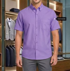 Mens Oxford Cotton Slim Fit Short Sleeve Shirt S to 4XL Casual Summer Office Style