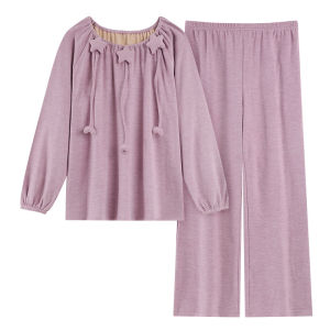 German velvet sleepwear for women in spring autumn and winter thick velvet warm suit sweet and loose suitable for outdoor home wear