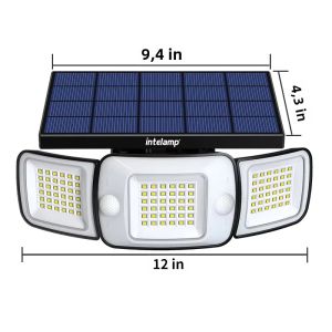 intelamp | Đèn Tường Ngoài Trời Năng Lượng Mặt Trời Cỡ Lớn Intelamp 6000mAh Với Cảm Biến Chuyển Động Kép Đèn LED Sáng Cho Sân Vườn Lối Đi Nhà Để Xe An Ninh