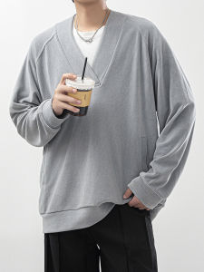 เสื้อฮู้ดแบบโอเวอร์ไซส์สไตล์อเมริกันย้อนยุคสำหรับผู้ชายและผู้หญิง สไตล์สตรีท ลำลอง คอกลม แขนยาว ปกติ ฤดูใบไม้ร่วง 2025