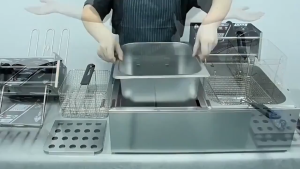 Electric Deep Fryer 220V Stainless Steel Frying Machine with Timer Deep Oil Fryer French fries fryer Large Capacity Frying Machine Heavy Duty Deep-fried Frying Pan
