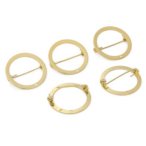 29mm 1pc/bag 14K Gold Plated Brass Circle Brook Pin For DIY Fashion Jewelry Making