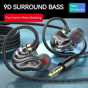 9D Surround Sound Gamer Earphones Type C&3.5mm Quad Core Wired In-ear Earbuds Deep Bass Headphones Sports Headsets for Samsung