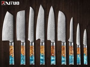 Japanese Damascus Steel Chef Knife VG10 Octagonal Handle Double Steel Head Kitchen Knife 67 Layer Damascus Steel Sharp Knife Set 🚀 พร้อมส่ง 👉 มีดครัวดามัสกัส มีด