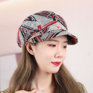 หมวกเบลาส์สไตล์เกาหลีสำหรับผู้หญิง ฤดูใบไม้ผลิและฤดูใบไม้ร่วง พิมพ์ลายชนบท ทรงกลม หมวกเบลาส์ฤดูใบไม้ร่วงและฤดูหนาว สไตล์ชาติพันธุ์แบบลำลอง แฟชั่น หมวกเบลาส์