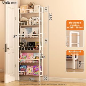 Ultra-thin Narrow-gap Wall-mount Bookshelf Steel