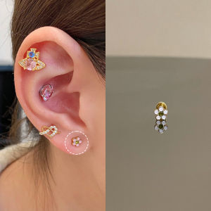 Titanium Steel Flower Ear Studs Womens Fashion Jewelry Sweet Style  out Titanium Alloy Earlobe Piercing Store Exclusive