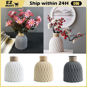 Nordic Style Design Thick Plastic Flower Vase Plastic Flower Vase Solid Color Imitation Ceramic Flower Pot Basket Living Room Decoration Nordic Style