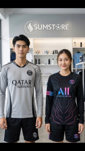 Quần Áo Thể Thao Đá Bóng Tay Dài CLB P-S-G Họa Tiết Độc Đáo Thun Thể Thao Thoáng Mát