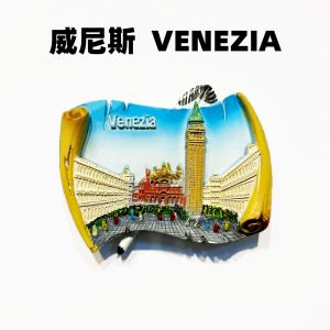 Venice Travel Souvenir Creative 3D St Marks Square Landscape Scroll Decorative Magnet Refrigerator Sticker Chinese Style