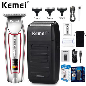 Kemei Hair Clippers KM-034 USB Rechargeable Hair Trimmer KM-1102 Electric Shaver Mens Shaving Machine Cordless Kit