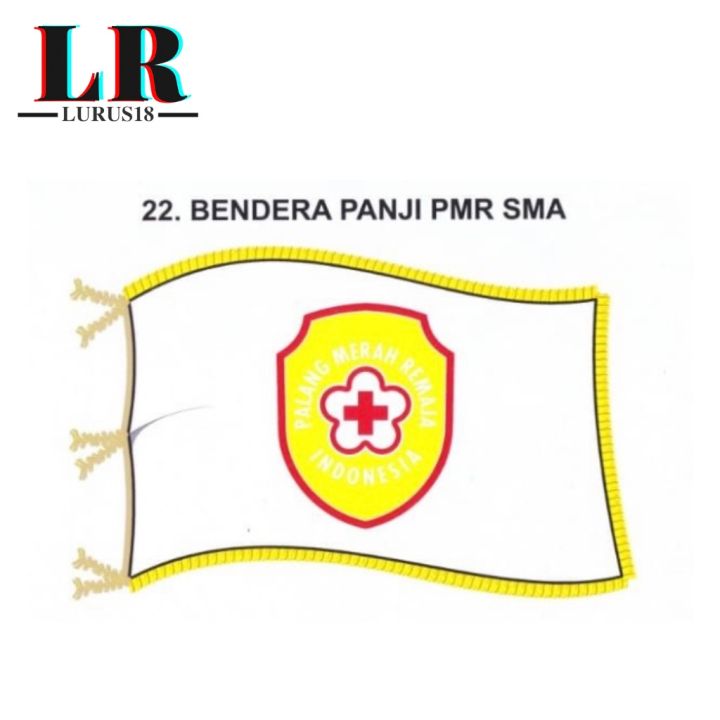 BENDERA PMR SMA MADYA BESAR 80X110 KAIN SATIN KOMBINASI RUMBAI KUNING ...