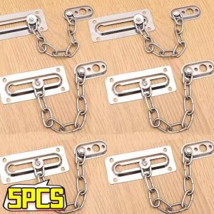 【XZxinzhan】5Pcs Anti-theft Door Chain Lock Security Door Sliding Latch Buckle Home Stainless Steel Door Chains Lock Cabinet Sliding Chain Buckle