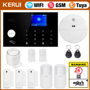 Kerui | KERUI 4G/WIFI Home Alarm System with Temperature and Humidity Display for House Security Protection Burglar Alarms Tuya Smart
