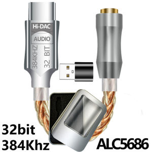 ALC5686 HiFi DAC USB TypeC/Light-ning To 3.5mm Digital Audio Cable DAC For iPhone iOS Android Adapter Decode Amp 32bit/384KHz