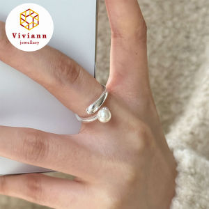 Viviann Original Design S925 Sterling Silver French Pearl Ring Fashion Korean ins Pearl Adjustable Pearl Original 925 Sterling Silver Zircon Womens Ring Fine Bridal Jewelry Rings For Women