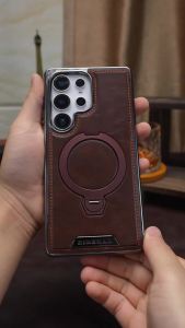 360 ° Rotating Bracket Leather CaseFor Samsung Galaxy S24 S23 S25 Ultra S25Edge Wireless Charging Phone Protective Back Cover