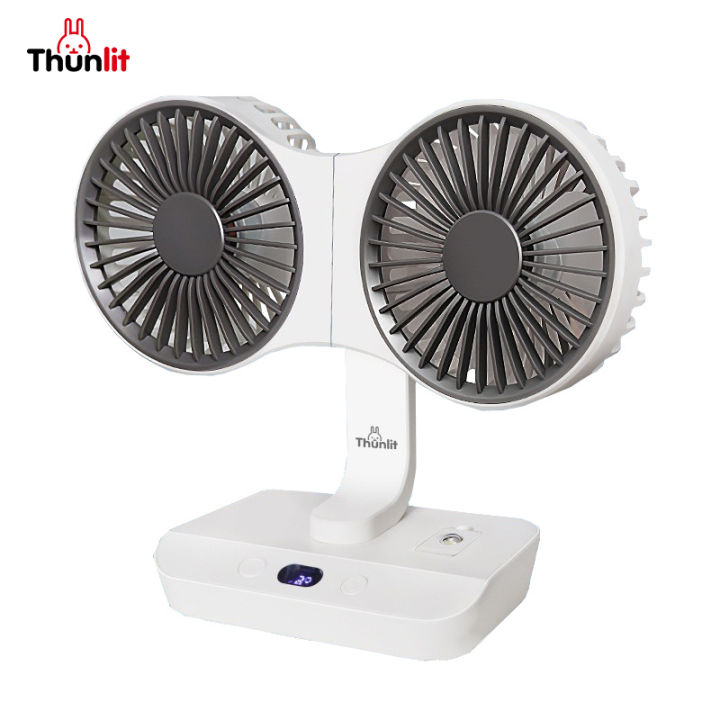 Thunlit Dual Head Fan LED Display Oscillating 4000mAh Rechargeable ...