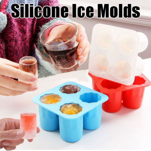 Silicone Ice Molds Large Capacity 4 Cup /Trays for Freezer Reusable Whiskey Glass Ice Cubes Summer Bar Drinks Party Beer